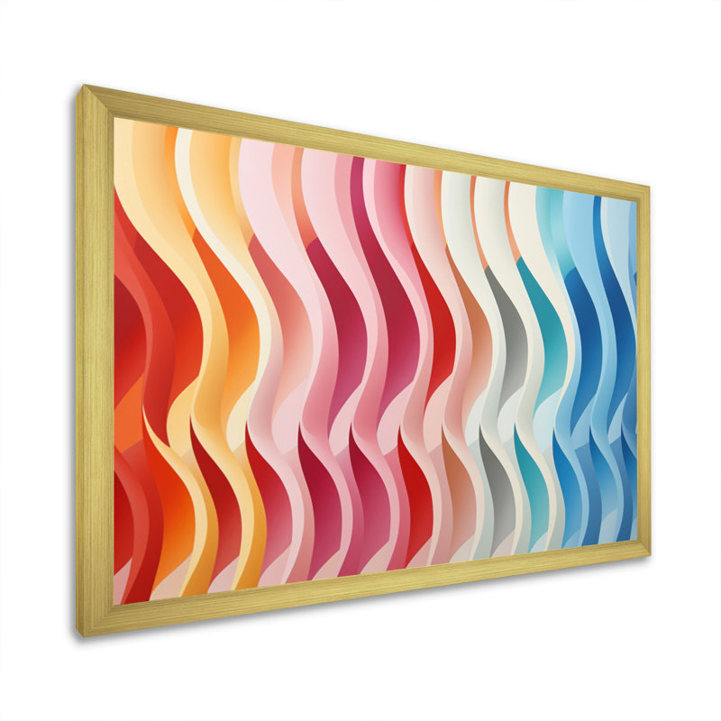" Opt Straight Line Delirum III ", 24" H x 32" W x 1" D, Gold Picture Framed