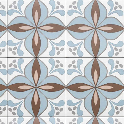 Carrelage de sol en porcelaine mate à motifs 8,7 po x 8,7 po Petals