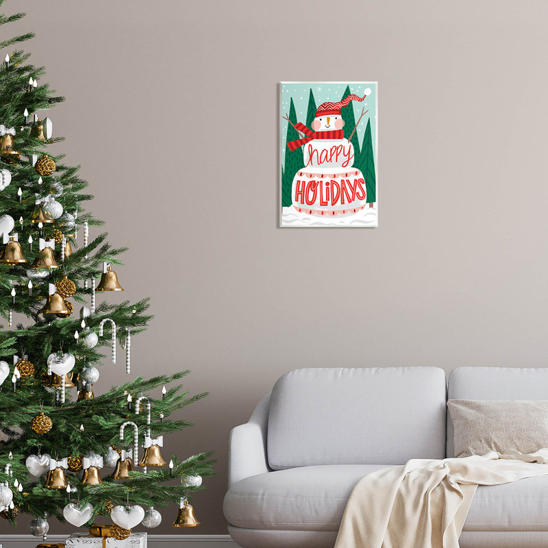 Joyeuses Fêtes, bonhomme de neige et 117, H 19 po x l 13 po x P 0,5 po, Plaque murale