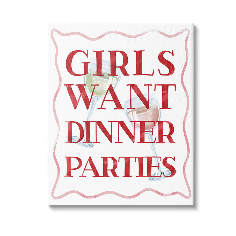 «Girls Want Dinner Party» par Lil 'Rue, H 40 po x l 30 po, Toile tendue