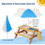 Table de pique-nique en bois pour enfants, table de sable et d'eau avec parasol, table d'activités pour jouer sur le patio extérieur