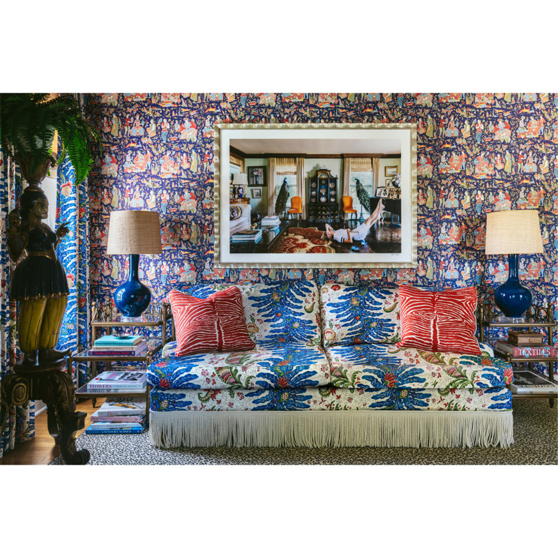 La Menagerie Shalimar Toile Paper Roll, Navy/Red
