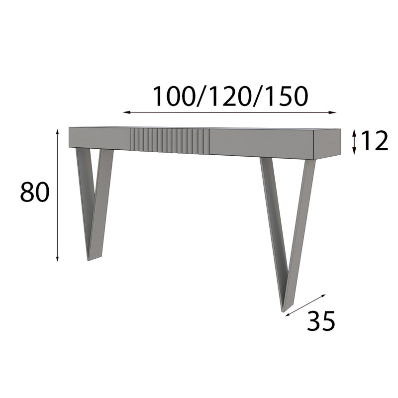 Ensemble de console 59 po et miroir, H 31,5 po x l 59 po x P 13,78 po