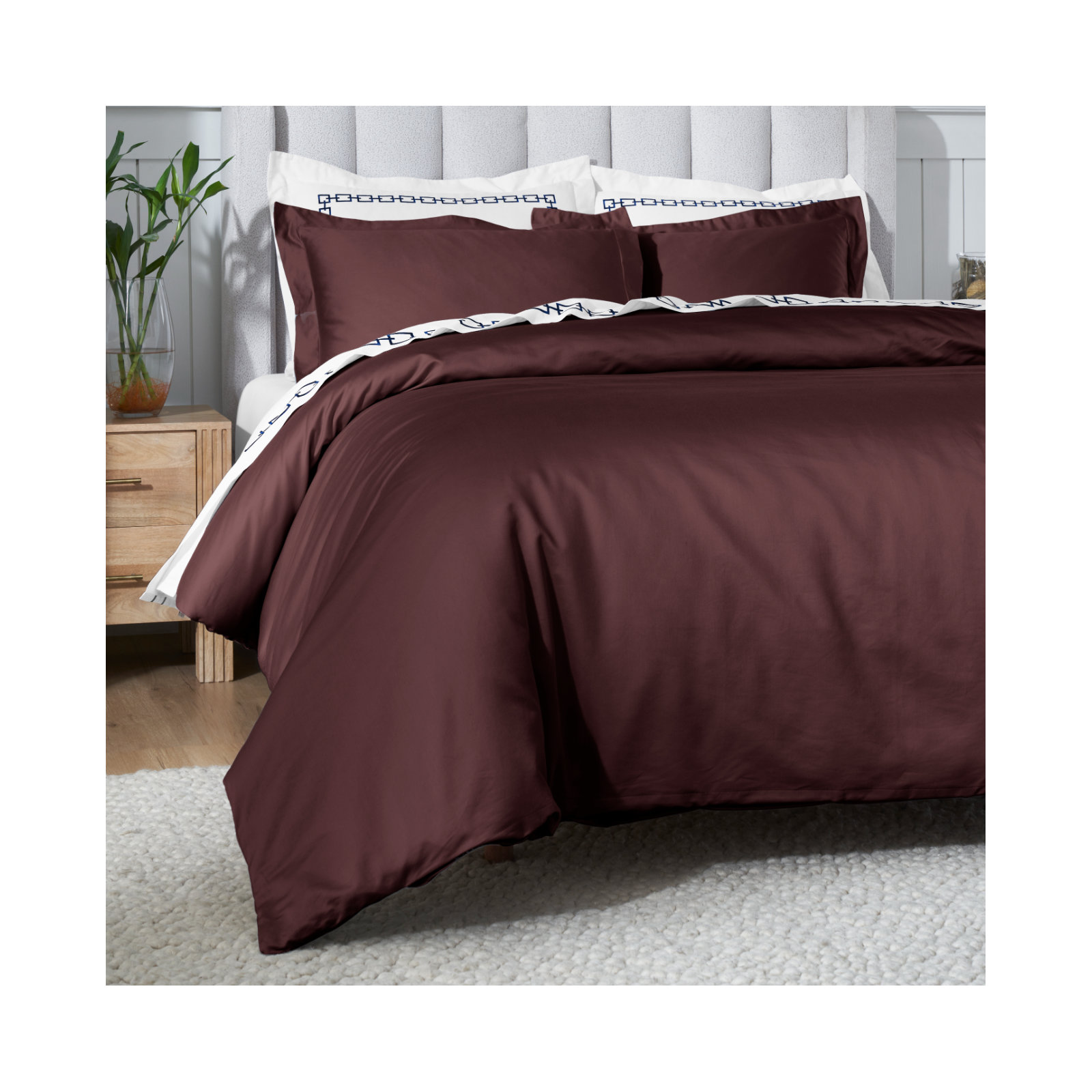 Duvet Cover Set, Plum, King/California King Duvet Cover + 2 King Shams