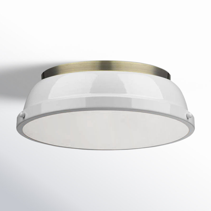 Calico Steel Flush Mount, Aged Brass, White