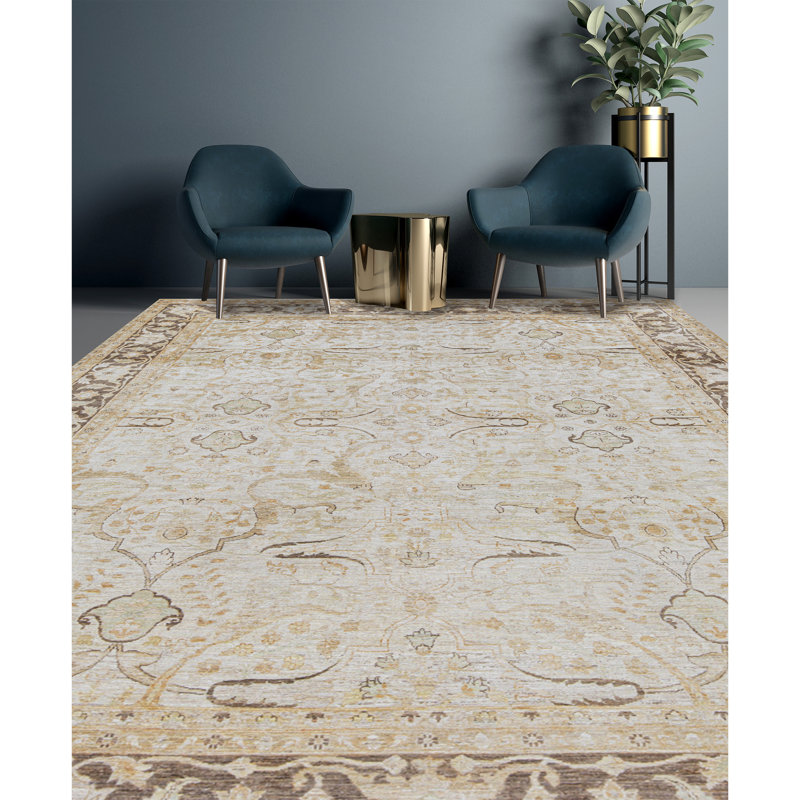 High-Quality Handwoven Rectangle Ivory/Brown Area Rug