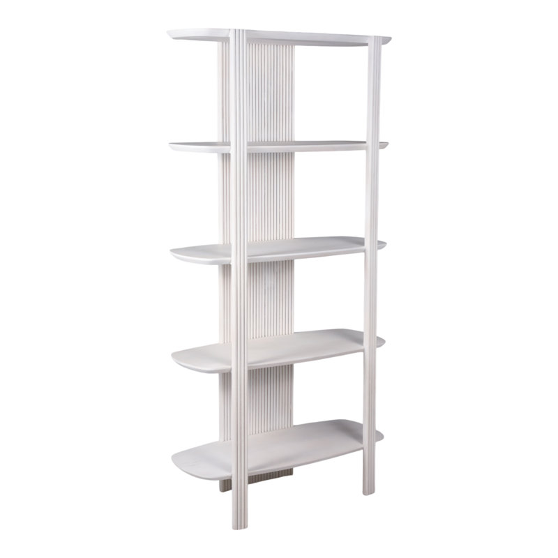  71" Catalina Fluted Wood Etagere, Cream