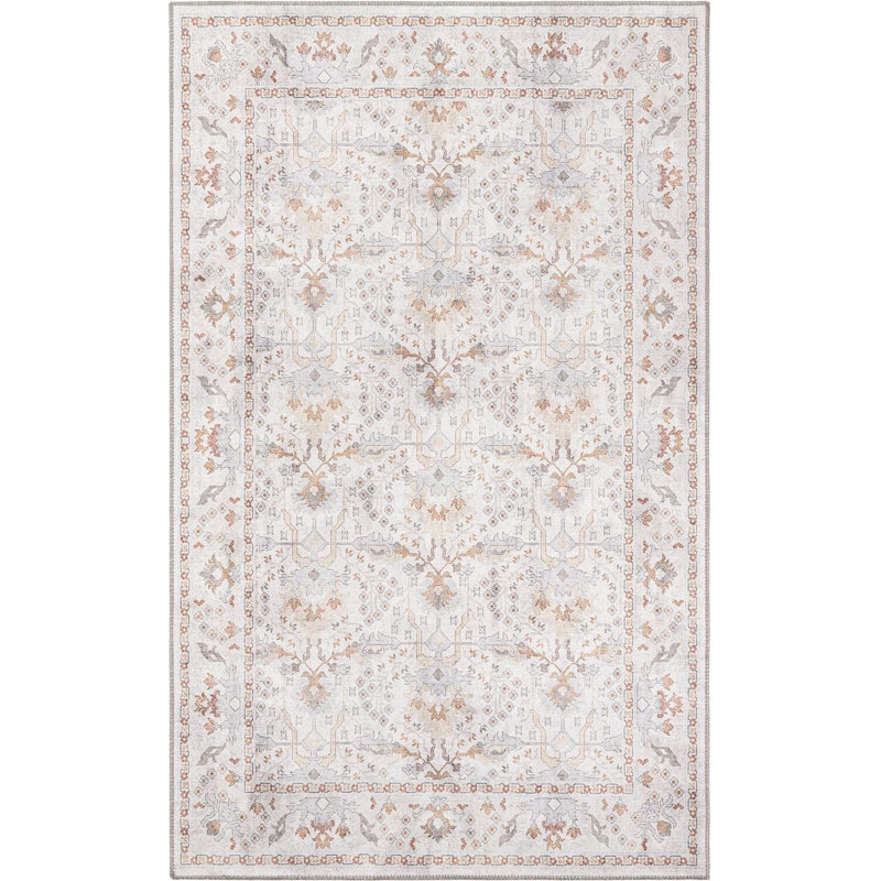 Tapis traditionnel Guljan couleur ivoire, Rectangle 5 pi 1 po x 8 pi