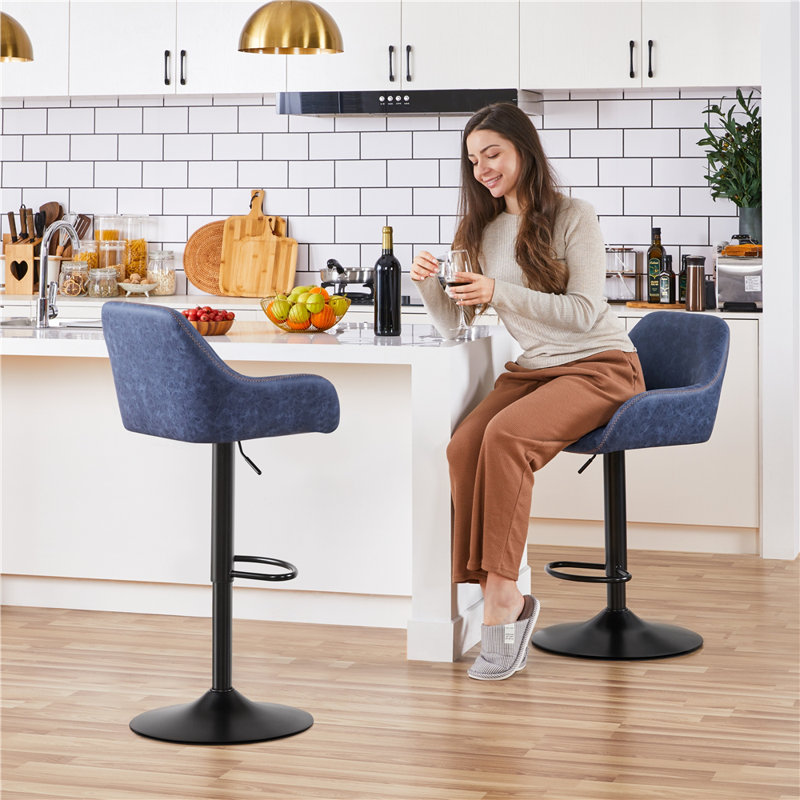 Rotatable and Height-adjustable Stool, Blue, Blue