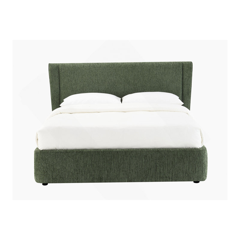 Lit double en chenille vert foncé Cheryl, Double