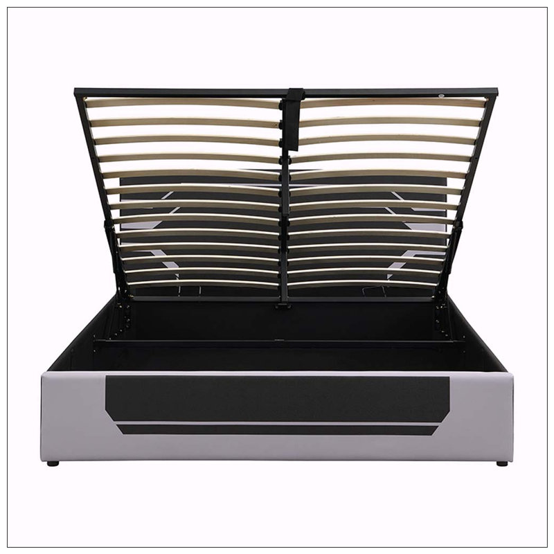 Base de lit de jeu hydraulique moderne, Noir + gris