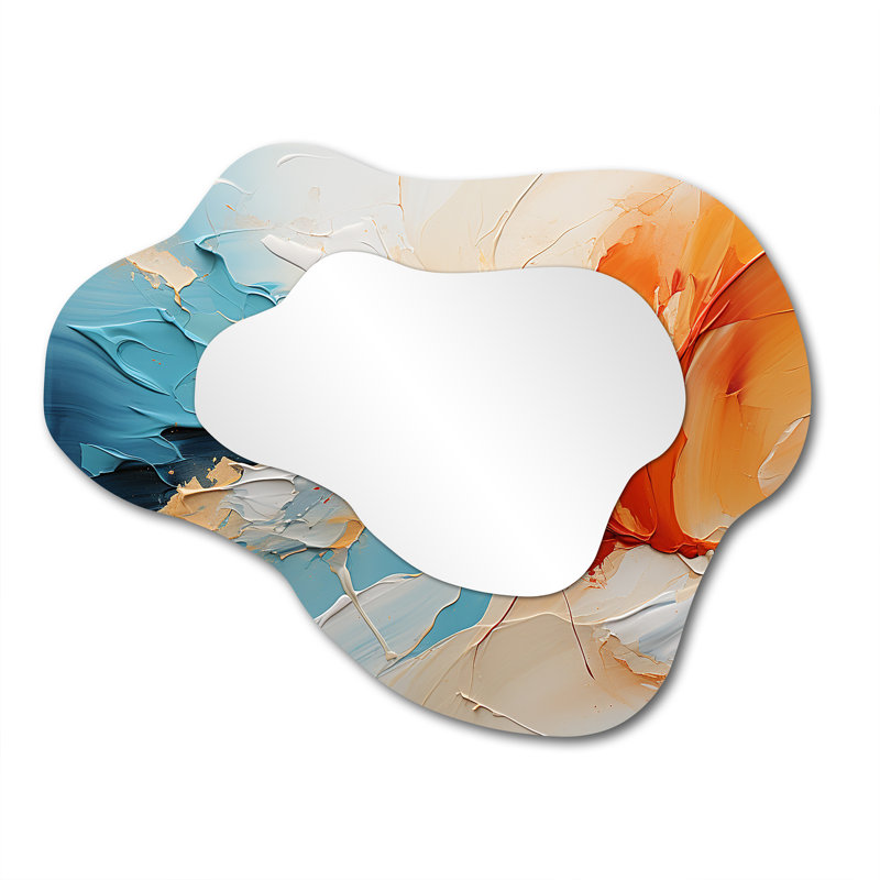 Coming Together - Abstract Painting Asymmetrical Wall Mirror, Modern Cloud Decorative Mirror, Printed Metal Art, 27" x 35"