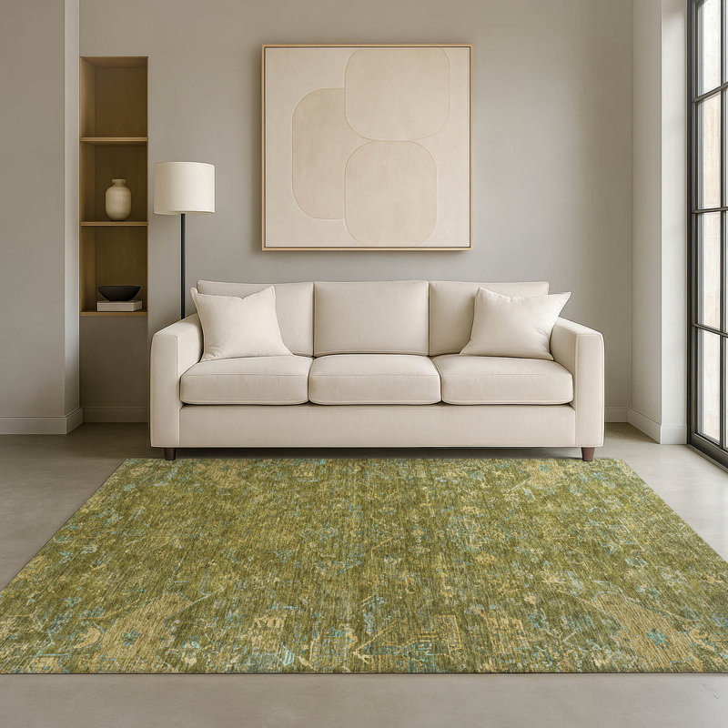 Tapis de qualité supérieure lavable à la machine Mayfield Global, Fougère, 5 pi x 7 pi 6 po