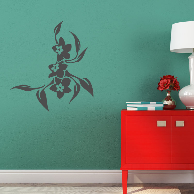 Adhésif décoratif fleurs Galusha, Gris foncé