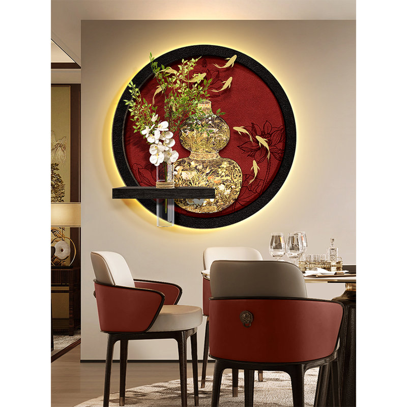Décoration murale rétro vintage en grès avec éclairage à DEL et tablette hydroponique, H 27,56 po x l 27,56 po x P 5,91 po