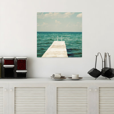 «Coastal Mint Cottage Days I Crop With Blue Clouds», art