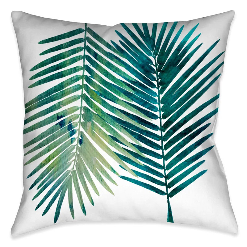 Coussin décoratif Watercolor Teal Palms I