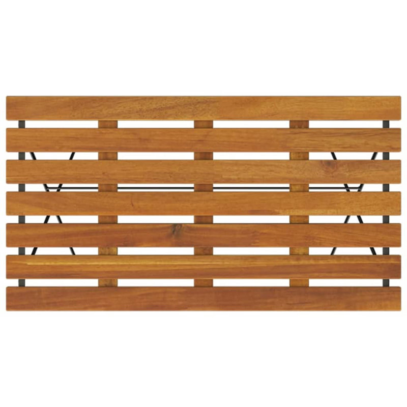 Table de bistro pliante en bois d'acacia massif et acier, 100 x 54 x 71 cm, mobilier de patio peu encombrant