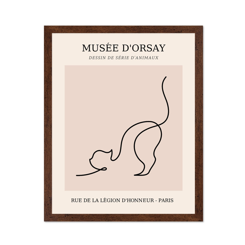 Picasso - dessin d'un chat, Poster, White Framed, 08"H x 10"W