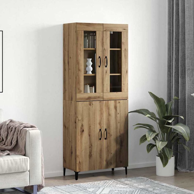 Highboard 2 Pcs 69.5 X 34 X 180 Cm Engineered Wood, Artisan Oak