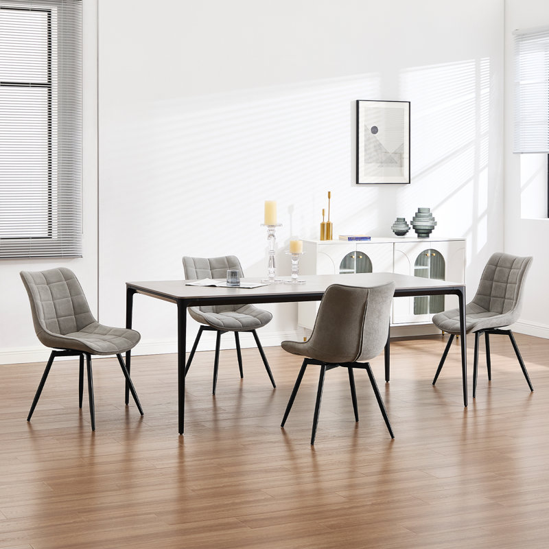 45.5cm H Velvet Upholstered Side Chair, Light Grey