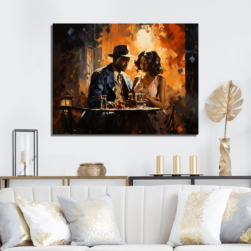 Harlem Renaissance Rendez-vous romantique - art mural Harlem Renaissance, Toile tendue, 30" H x 40" W