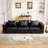118.5” Leather Upholstered Oversized Seating Sofa With Reversible Cushions-97769885