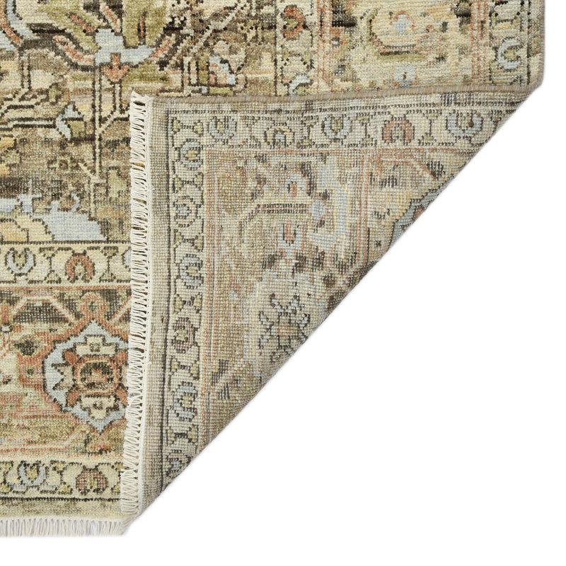 Hand-Knotted Tan Wool 8' x 10' Oriental Area Rug
