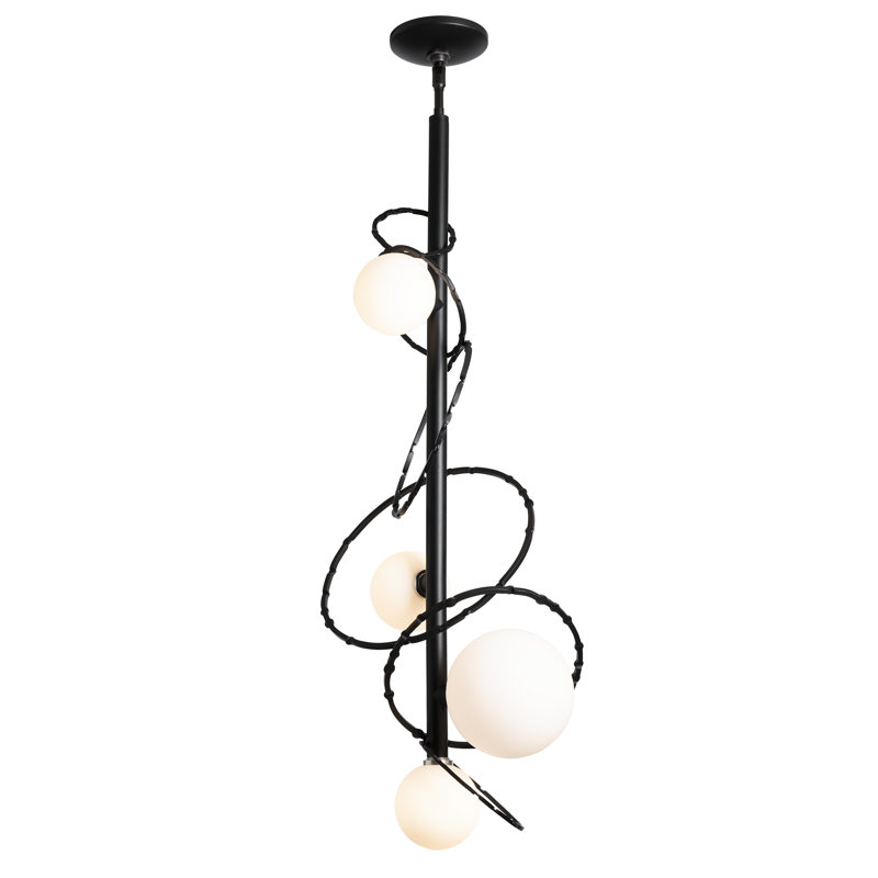 Olympus Vertical Pendant - Opal Glass, Black