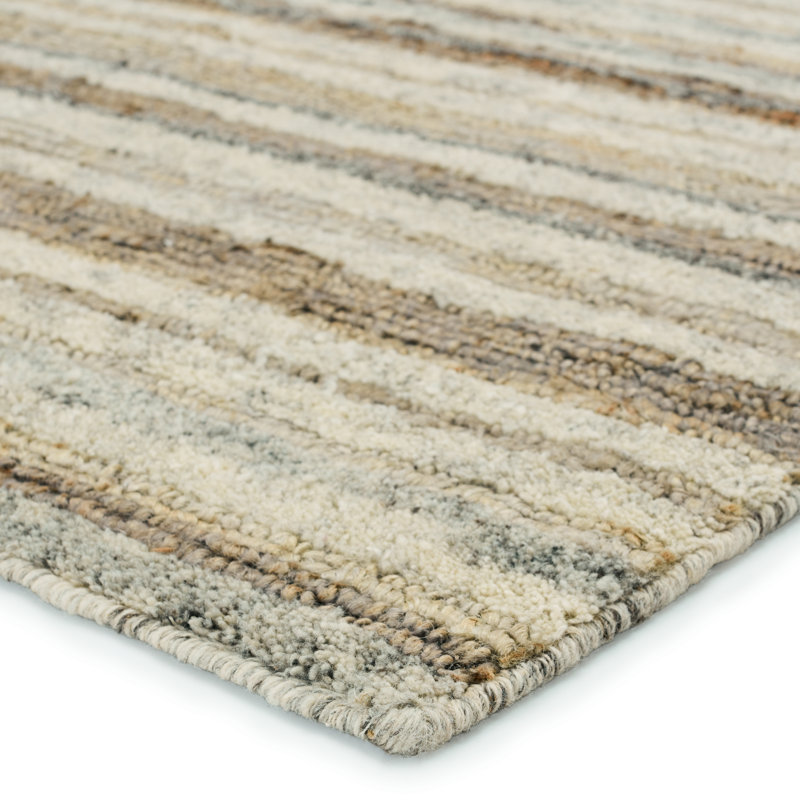 Hatha Striped Area Rug in Cream, Rectangle 2' x 3'