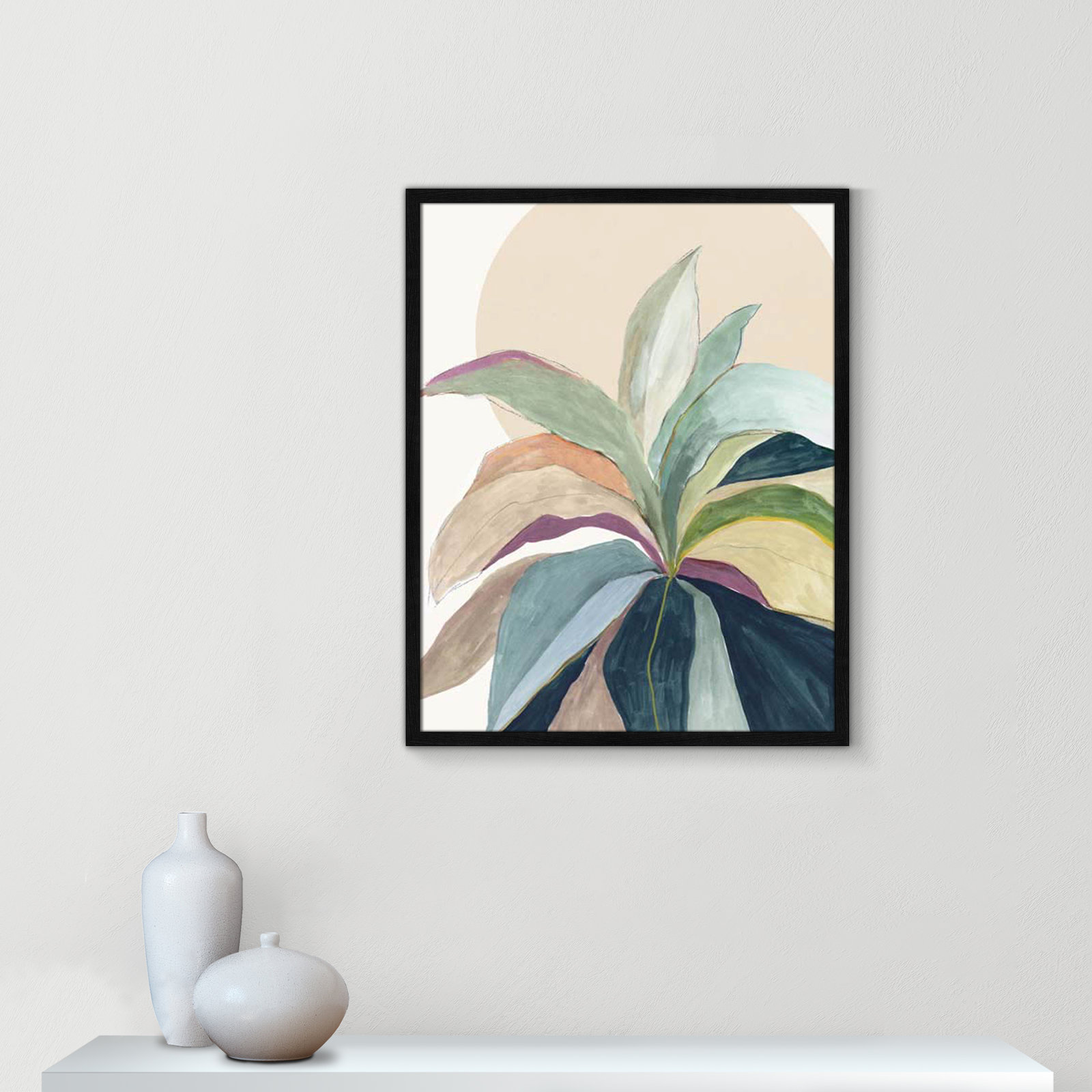 Sunny Bright Leaves II by Asia Jensen, Black Slim Unmatted Picture Framed, 29.5" H x 23.5" W x 0.75" D