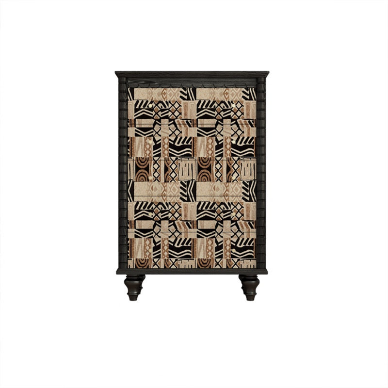 Commode décorative à cinq tiroirs Retro, Noir