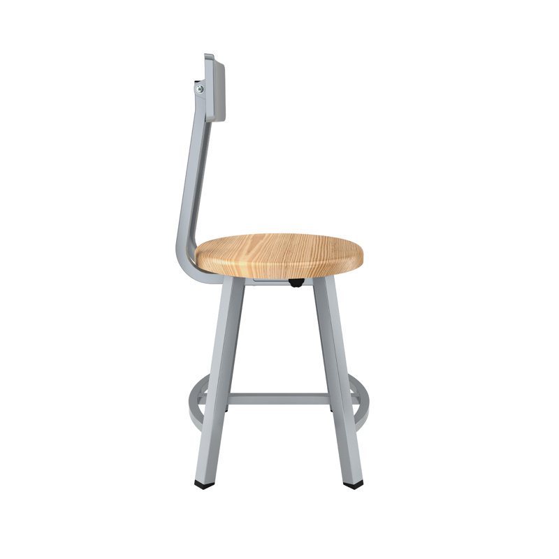 Fixed Height Industrial/Shop Stool with Backrest, 18" H