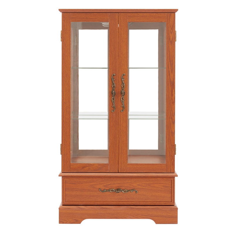 Elegant 2-Door Display Cabinet, Dark Oak