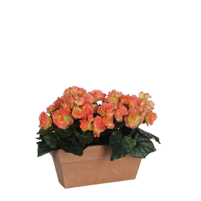 25cm Faux Flowering Plant in Pot, Orange