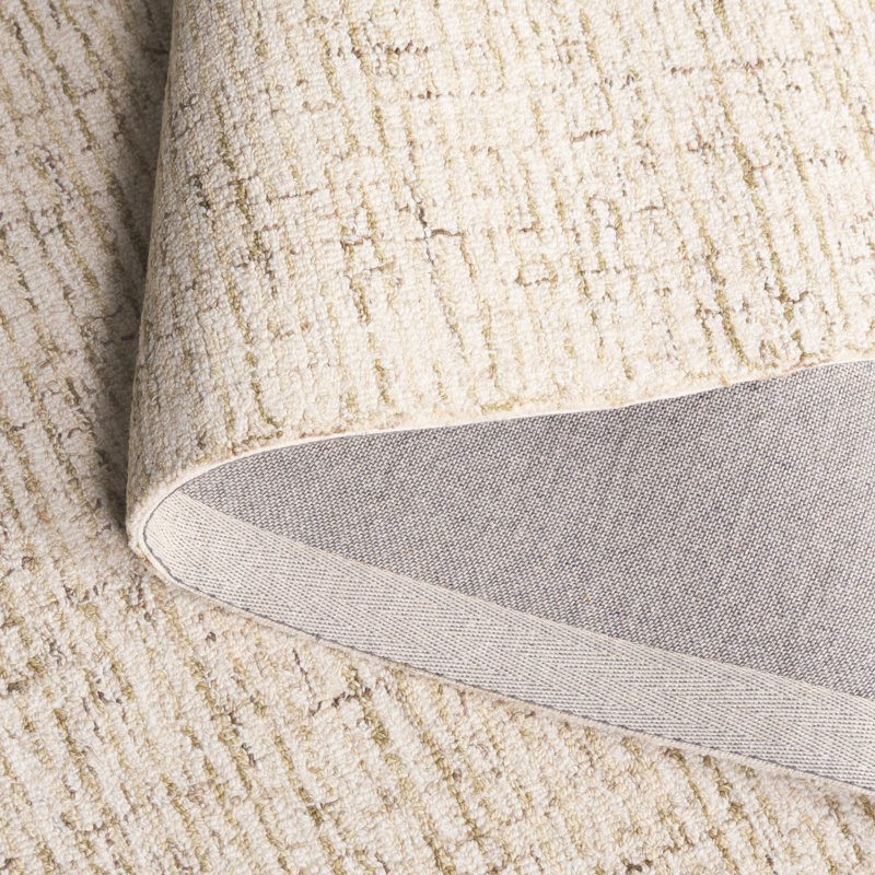 Pine 704 Hand Tufted Wool/Cotton/Latex No Pattern Rug in Sage/Ivory, Rectangle 5' x 8'
