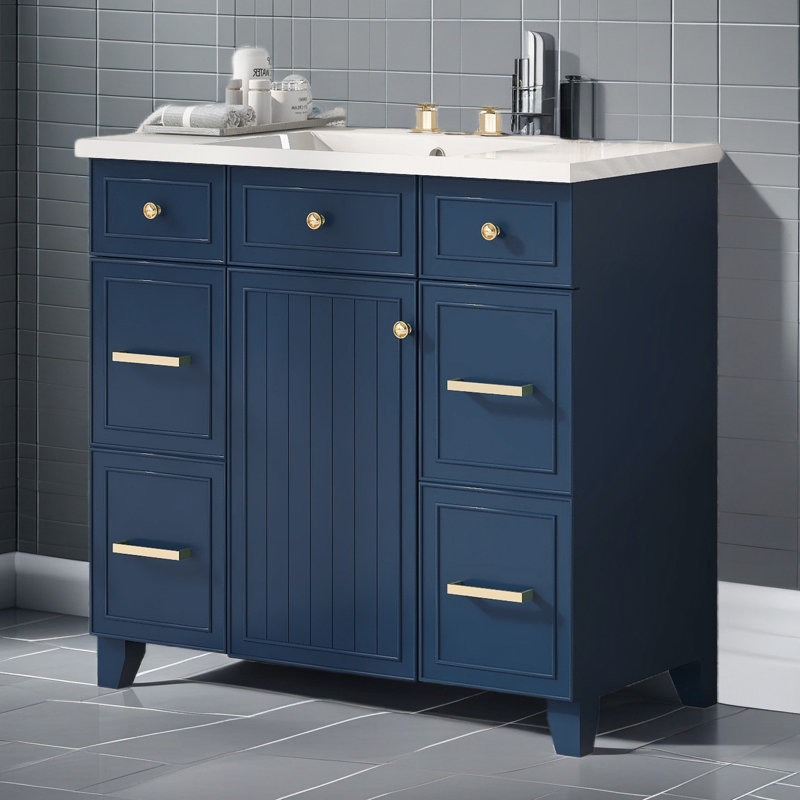 Meuble-lavabo 36 po (lavabo non inclus), Bleu