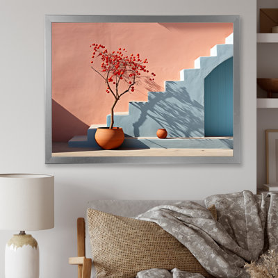 " Blue And Peach Minimalism Subdued Forms Harmony "