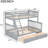 Convertible Twin Over Full Gray Bunk Bed With Drawers, Pine And Build, Reliable Design, Fence - Type Guardrails For Protection, Simple Assembling Endeavor Like-76572610-76572608