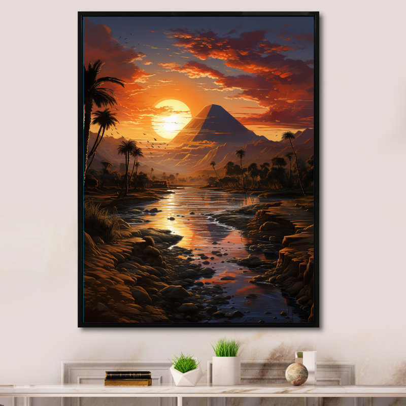 Égypte Golden Horizons River II - Égypte, impressions sur toile, H 20 po x l 12 po x P 1 po, Cadre flottant noir