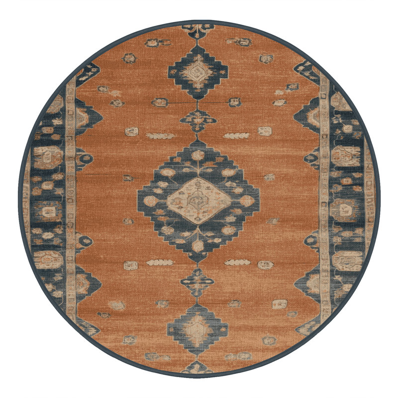 Tapis brun lavable à la machine, Rond 5 pi