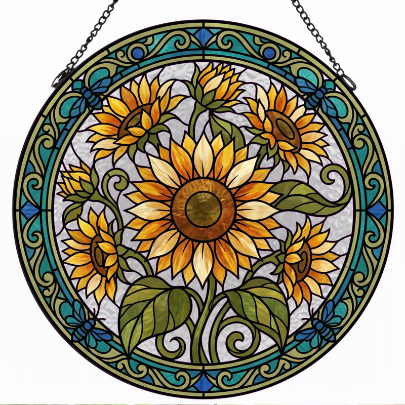 Panneau de vitrail Sunflower, H 7,8 po
