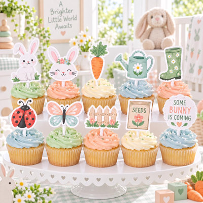 Garden Bunny Cupcake Toppers, 10 Unique Baby Shower Designs
