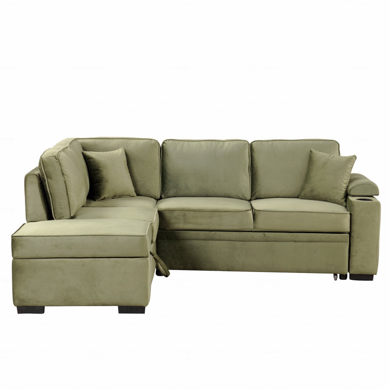 Canapé-lit, canapé-lit de 84,75 po, canapé-lit coulissant 2 en 1 avec repose-pieds avec rangement, Velours vert