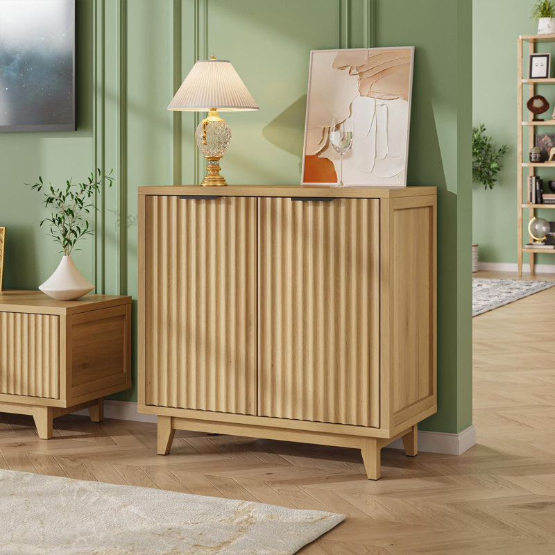 Armoire de rangement multifonctionnelle à 2 portes, H 31,5 po x l 31,5 po x P 15,7 po, Jaune