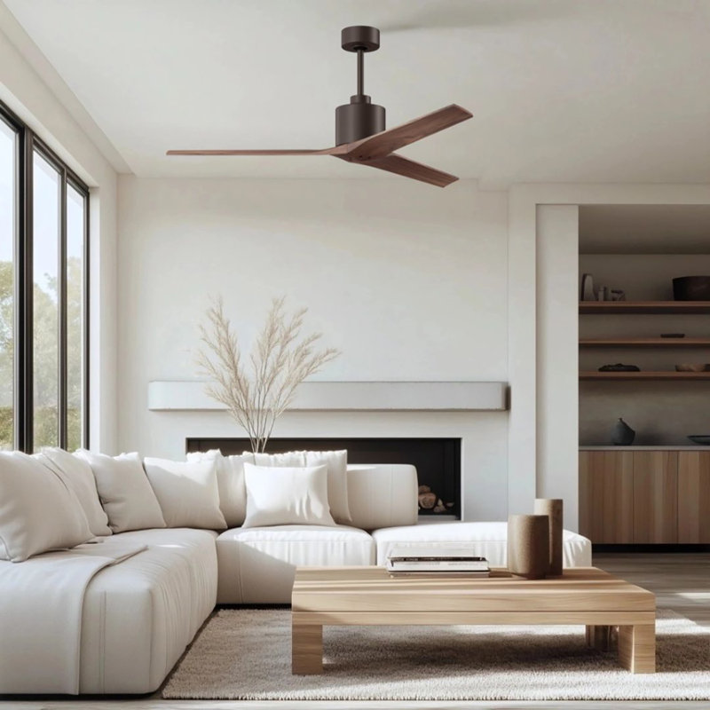 Ertugrul 3 - Blade Standard Ceiling Fan, Textured Bronze, Walnut, 60"