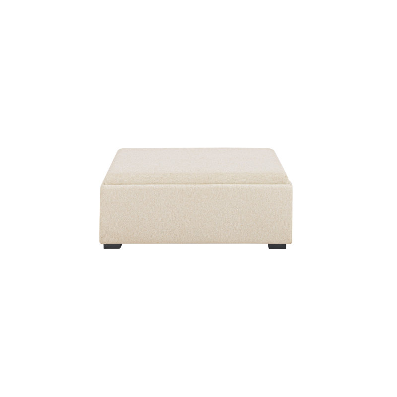 Montana Square Ottoman, White Polyester