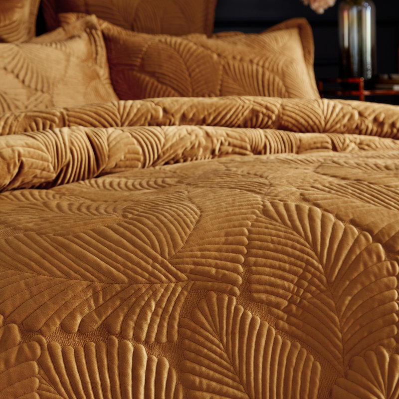 Floral Duvet Cover Set with Pillowcases, Gold, Super King - 2 Standard Pillowcases