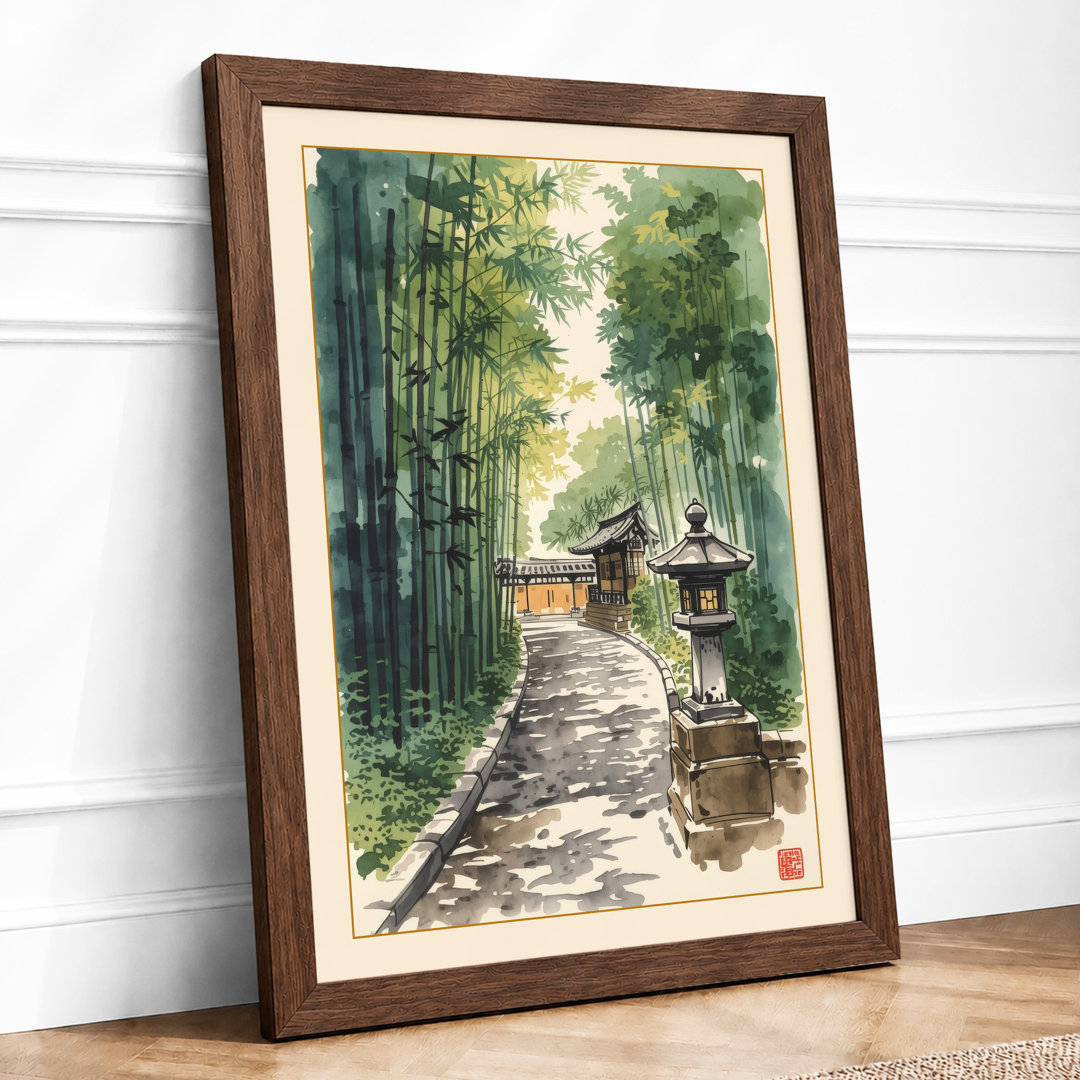Path Through Bamboo Japandi - Framed Print
