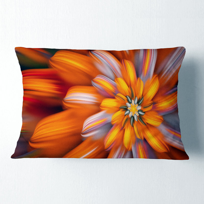 Coussin lombaire floral à grande fleur, Orange
